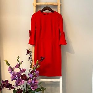 Donna Morgan Red 3/4 Sleeve Dress with Bows